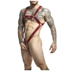 MOB - DNGEON RED CROSSED PENIS HARNESS ONE SIZE