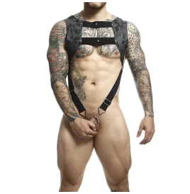 MOB - DNGEON HARNESS WITH SILVER PENIS RING ONE SIZE