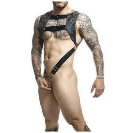 MOB - DNGEON HARNESS WITH SILVER PENIS RING ONE SIZE