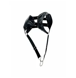 MOB - DNGEON HARNESS MIT SILBERNEM PENISRING, EINE GRÖSSE