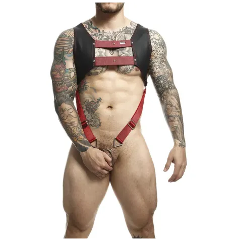 MOB - DNGEON HARNESS WITH RED PENIS RING ONE SIZE