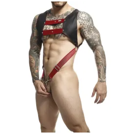 MOB - DNGEON HARNESS WITH RED PENIS RING ONE SIZE