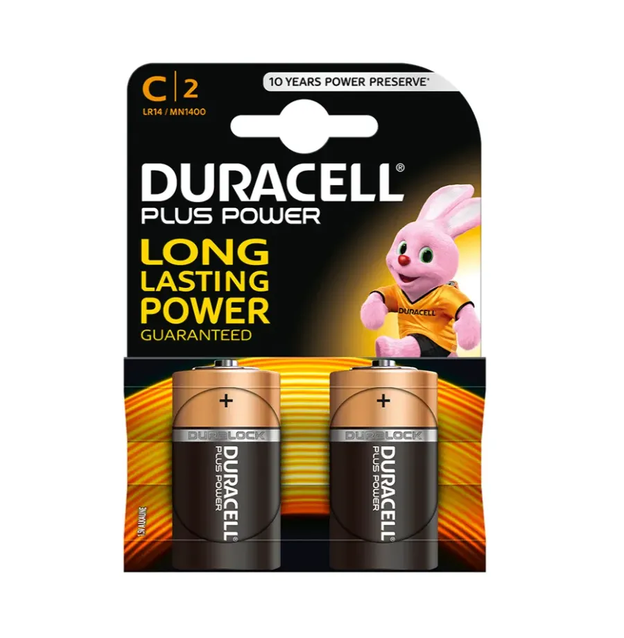 DURACELL - PLUS POWER BATTERY C LR14 2 UNITS DURACELL - PLUS POWER BATTERY C LR14 2 UNITS