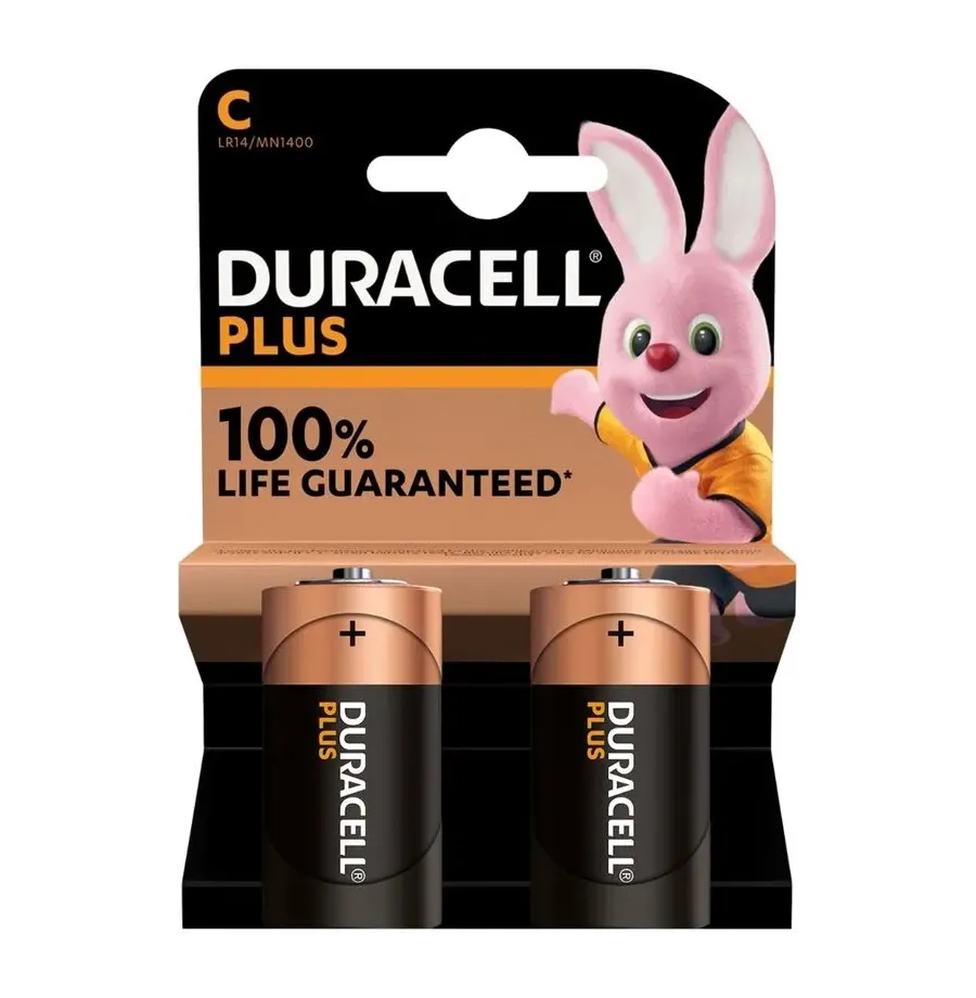 DURACELL - PLUS POWER BATTERY ALCALINA C LR14 2 UNITS DURACELL - PLUS POWER BATTERY ALCALINA C LR14 2 UNITS