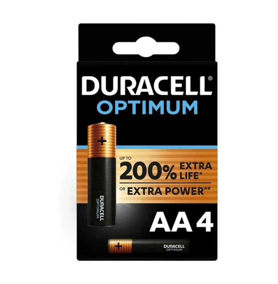 DURACELL - OPTIMUM 200 BATTERIA ALCALINA AA LR6 4 UNIT DURACELL - OPTIMUM 200 BATTERIA ALCALINA AA LR6 4 UNIT