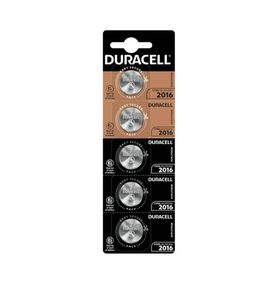 DURACELL - BATTERIA BOTTONE LITIO CR2016 3V 5 UNIT