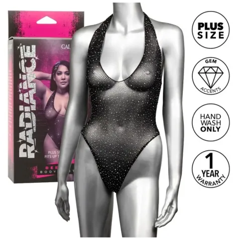 CALEXOTICS - RADIANCE BODY CON ESCOTE EN V PROFUNDO PEDRERÍA TALLA GRANDE