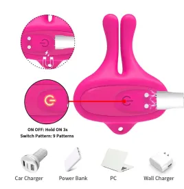 ARMONY - PINZAS PARA PEZONES MAGNÉTICA CON VIBRACIÓN FORMA CONEJO ROSA