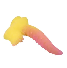 POWER MONSTERS - RIPPLIED MONSTER FANTASY DILDO MIT SAUGKAPSEL 22,5 CM Ø 5,5 CM PINK and GELB