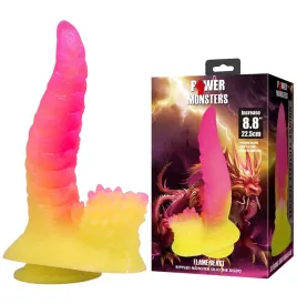 POWER MONSTERS - DILDO FANTASY MOSTRO ONDULATO CON VENTOSA 22,5 CM Ø 5,5 CM ROSA E GIALLO