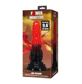 POWER MONSTERS - DILDO FANTASY DRAGO DI FUOCO CON VENTOSA 24,5 CM Ø 5,8 CM ROSSO E NERO