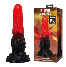 POWER MONSTERS – FEUERDRACHEN-FANTASIE-DILDO MIT SAUGNAPF 24,5 CM Ø 5,8 CM ROT and SCHWARZ