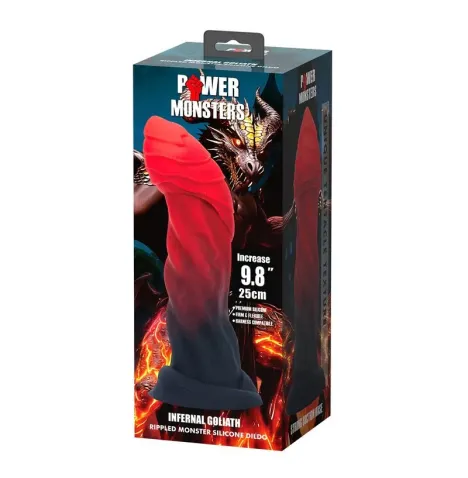POWER MONSTERS - GOLIATH INFERNAL BICOLORE FANTASY GODEMICHET EN SILICONE 25 CM Ø 6 CM
