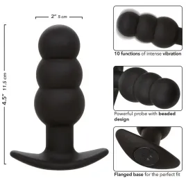 CALEXOTICS - ROCK BOTTOM BEADED ANAL PLUG 10 VIBRATIONS SILICONE BLACK