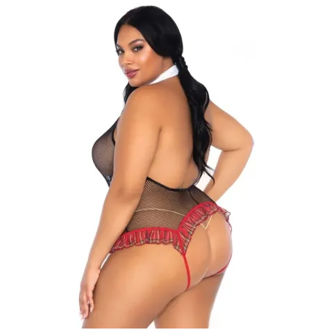 LEG AVENUE - SCHOOLGIRL CROTHLESS FITNESS TEDDY PLUS TAGLIA