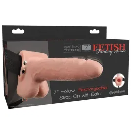 FETISH FANTASY SERIES - STRAP-ON VIBRANTE CAVO REALISTICO CON SFERE DA 17,8 CM