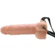 FETISH FANTASY SERIES - REALISTIC VIBRATING HOLLOW STRAP ON WITH BALLS 17.8 CM