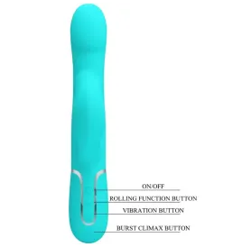 PRETTY LOVE - RABBIT VIBRATOR PEARLS AQUA GREEN