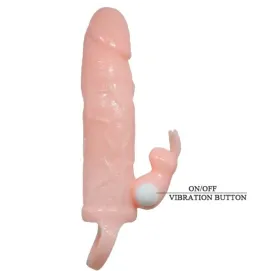 BAILE - BRAVE MAN PENIS COVER WITH RABBIT AND DOUBLE ENGINE FLESH 16.5 CM