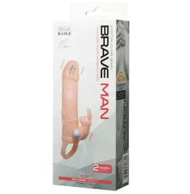 BAILE - BRAVE MAN PENIS COVER WITH RABBIT AND DOUBLE ENGINE FLESH 16.5 CM