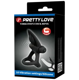PRETTY LOVE - ANELLO VIBRANTE 10 VIBRAZIONI IN SILICONE NERO