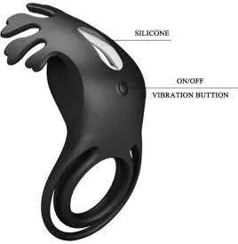 PRETTY LOVE - RUBEN ANILLO VIBRADOR 7 VIBRACIONES SILICONA NEGRO