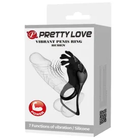 PRETTY LOVE - RUBEN VIBRATOR RING 7 VIBRATIONS BLACK SILICONE