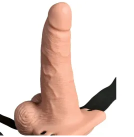 FETISH FANTASY SERIES - ARNÉS AJUSTABLE CONTROL REMOTO PENE REALÍSTICO CON TESTÍCULOS RECARGABLE Y VIBRADOR 15 CM
