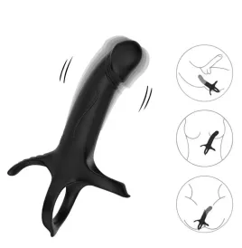 ARMONY - DILDO CON ANILLO and VIBRADOR CONTROL REMOTO NEGRO