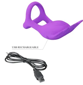 PRETTY LOVE - SILAS ANELLO PER PENE VIBRANTE 7 VIBRAZIONI IN SILICONE VIOLA