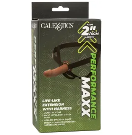 CALEXOTICS - EXTENSION PERFORMANCE MAXX RÉALISTE AVEC HARNAIS PEAU MARRON