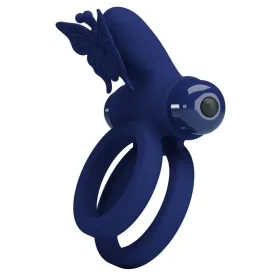 PRETTY LOVE - JAMELE DOPPIO ANELLO CON VIBRAZIONE E STIMOLATORE FARFALLA BLU