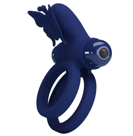 PRETTY LOVE - JAMELE DOPPIO ANELLO CON VIBRAZIONE E STIMOLATORE FARFALLA BLU
