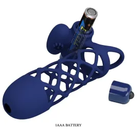 PRETTY LOVE - GIANN VIBRATOR RING WITH SILICONE SHEATH BLUE