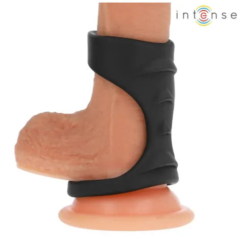 INTENSE - THEO ANNEAU PÉNIS DOUBLE SILICONE NOIR MODÈLE 3
