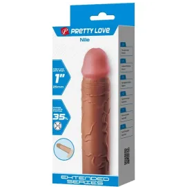 PRETTY LOVE - NILE PENIS SLEEVE WITH 2.5 CM EXTENSION MULATTO