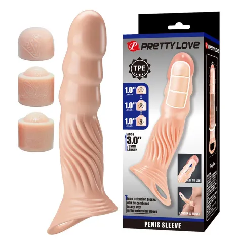 PRETTY LOVE - TEXTURED PENIS SHEATH WITH EXTENDERS