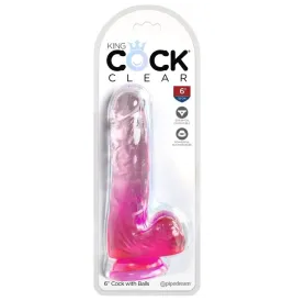 KING COCK - CLEAR PÉNIS RÉALISTE AVEC BOULES 13.5 CM ROSE