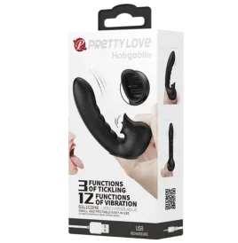 PRETTY LOVE - HOBGOBLIN FUNDA VIBRADORA PARA DEDO 12 VIBRACIONES ESTIMULADOR CLÍTORIS NEGRO