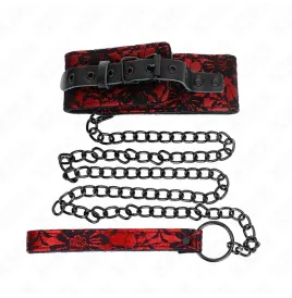 KINK - COLLAR CON CORREA 105 CM DE ENCAJE CON CINTURÓN DE CUERO REAL 44 X 5.5 CM