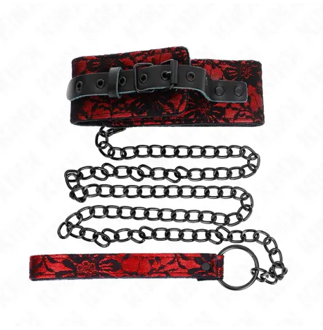 KINK - COLLAR CON CORREA 105 CM DE ENCAJE CON CINTURÓN DE CUERO REAL 44 X 5.5 CM