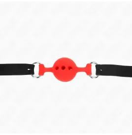 KINK - BAVAGLIO IN SILICONE INTERO 55 x 2 CM CON SFERA DA 4 CM MISURA S ROSSO REGOLABILE 35-51 CM
