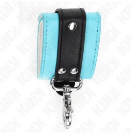 KINK - PREMIUM ABSCHLIEßBARE HANDGELENKFESSELN SCHWARZ-BLAU VERSTELLBAR 21-28 CM X 5,5 CM