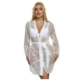 SUBBLIME - 954369 CHEMISE DE NUIT À MANCHES LONGUES À MOTIF FLORAL BLANC S-M