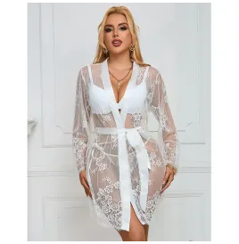 SUBBLIME - 954369 LONG SLEEVE NIGHTGOWN WITH FLORAL DESIGN WHITE S-M