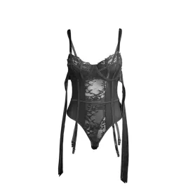 SUBBLIME - 955496 BODY DE ENCAJE CON LAZOS Y LIGAS NEGRO S-M