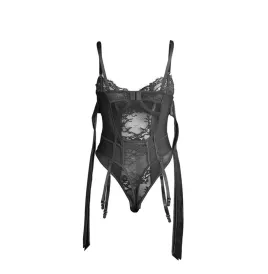 SUBBLIME - 955496 BODY DE ENCAJE CON LAZOS Y LIGAS NEGRO S-M