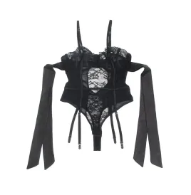 SUBBLIME - 955496 BODY DE ENCAJE CON LAZOS Y LIGAS NEGRO S-M