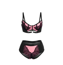 SUBBLIME - 955588 ROSA LACKLEDER MESH ZIPPER BH SET L-XL