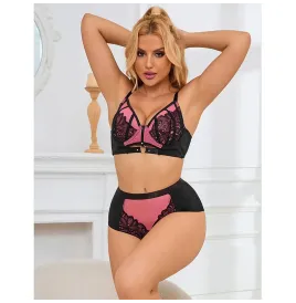 SUBBLIME - 955588 CONJUNTO SUJETADOR CON CREMALLERA DE MALLA DE CHAROL ROSA L-XL